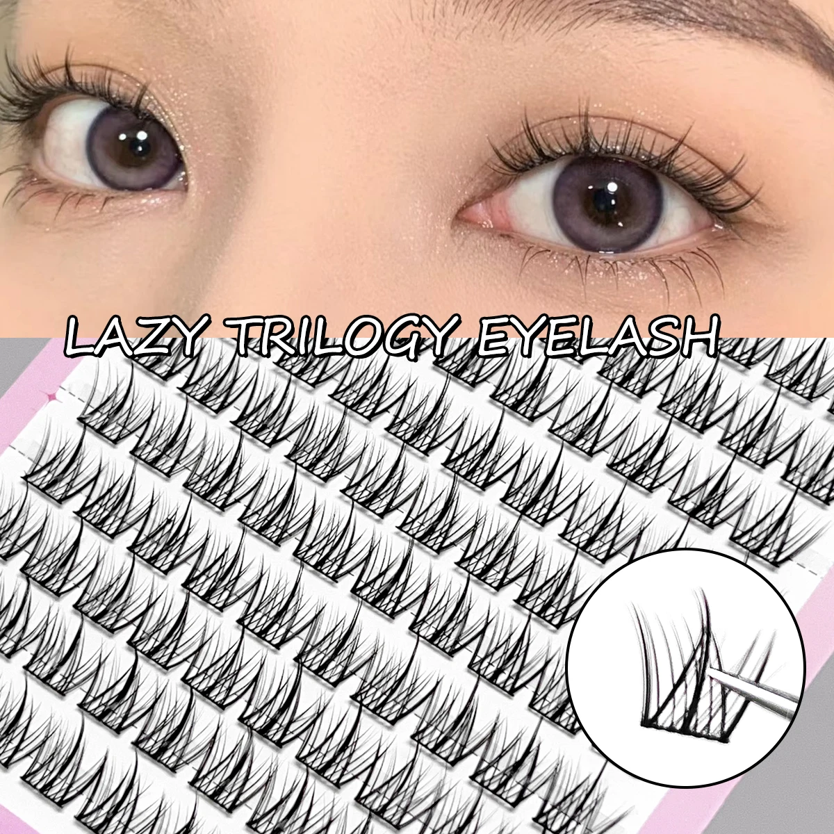 3D うっすらとしたつけまつげ – DIY 粘着式、接着剤内、簡単に貼り付け、再利用可能、柔らかく、軽量、自然なふわふわの外観 Dai 用