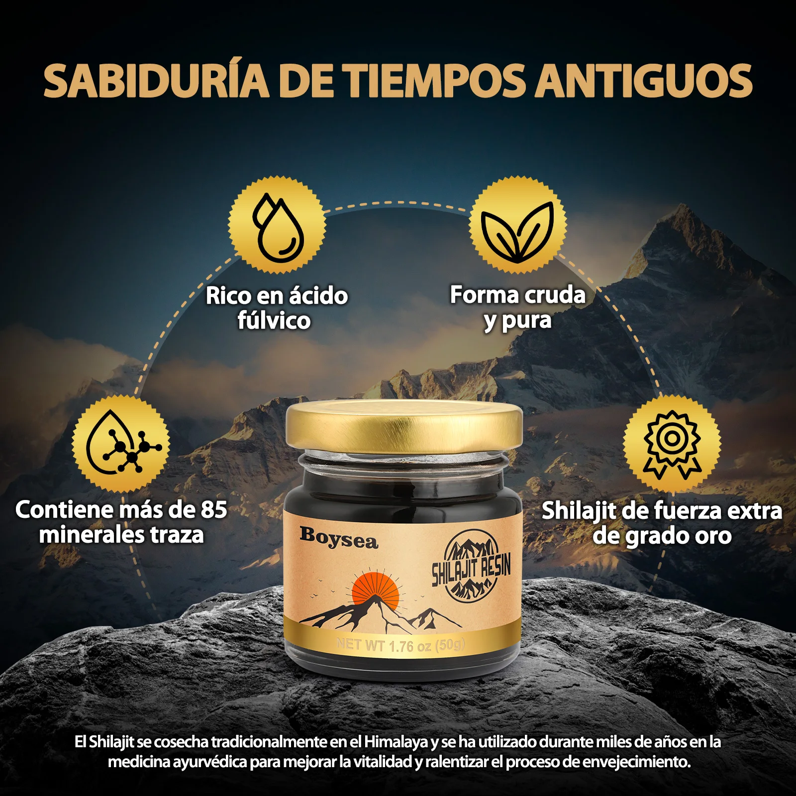 Windboss الراتنج النقي من الهيمالايا Shilajit |     600 مجم، 80+ حصص |     الطاقة والتركيز والحيوية الطبيعية والمعادن التي تتبعها وحمض اللوفيتش، عضوي 100%، خالي من السكر |     1.76 أوقية
