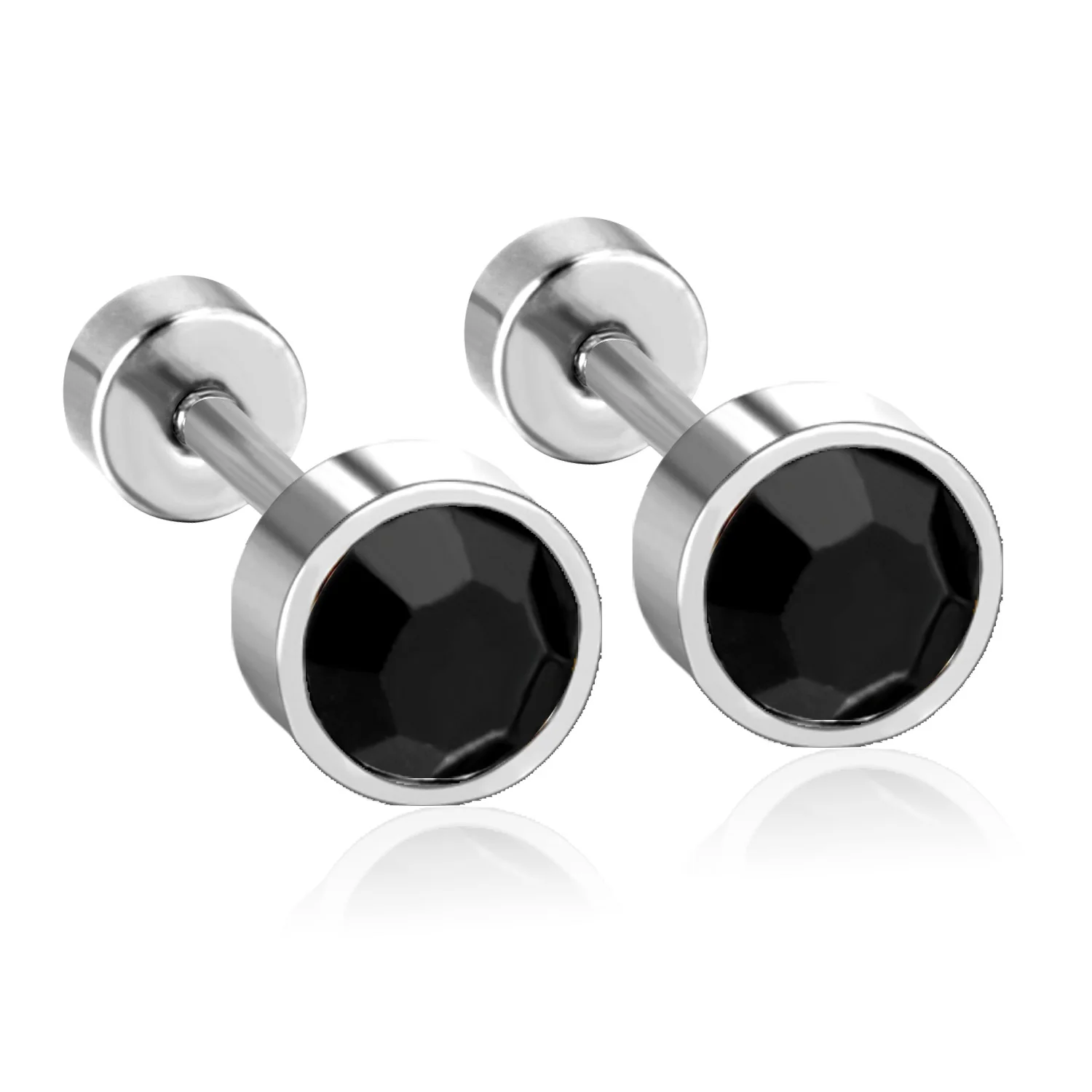 LUXUKISSKIDS 3-6MM Black Cubic Zirconia Studs Earrings For Woman/Man Round Stainless Steel Earrings Jewelry For Daily Wear/