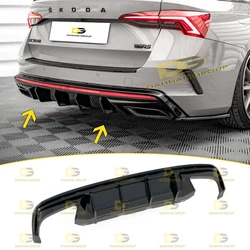 Skoda Octavia MK4 RS 2020 - UP Max Design Rear Diffuser Valance Spoiler L + R Outputs Piano Gloss Black High Quality Plastic