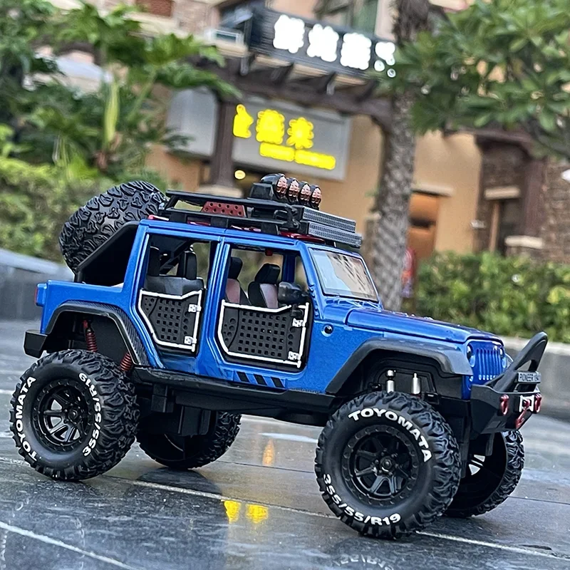 Jeeps Wrangler Rubicon – modèle de ramassage en alliage moulé sous pression, jouet en métal, véhicule tout-terrain, modèle de voiture, Collection sonore et lumineuse, cadeau pour enfants, 1:24