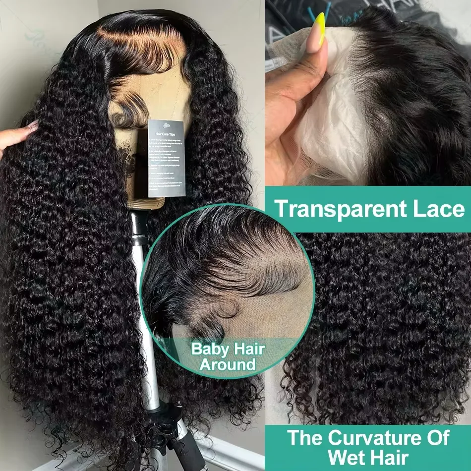 30 36 Inch 13x4 Hd Lace Frontal Wig Water Loose Deep Wave Human Hair Wigs Brazilian Lace Front Wig Wate Wave Wigs 250 Density image 4