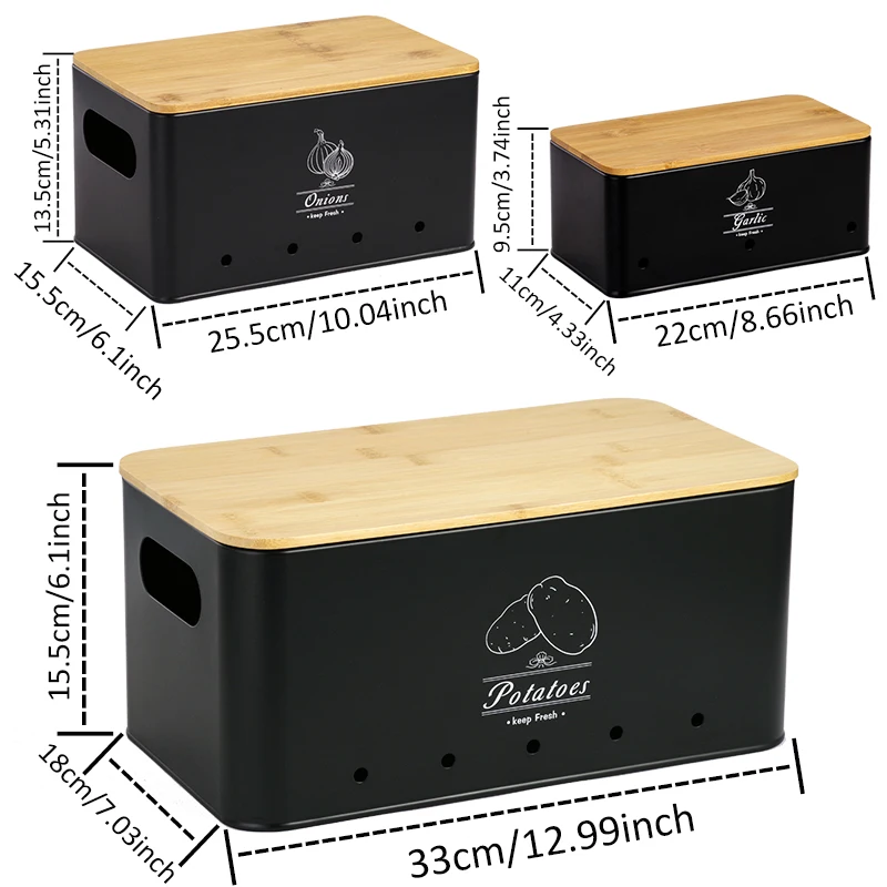 صندوق تخزين البطاطس، صندوق العرض 3 مجموعات، تخزين المطبخ للبطاطس والبصل والثوم، يمنح طازجًا أطولًا