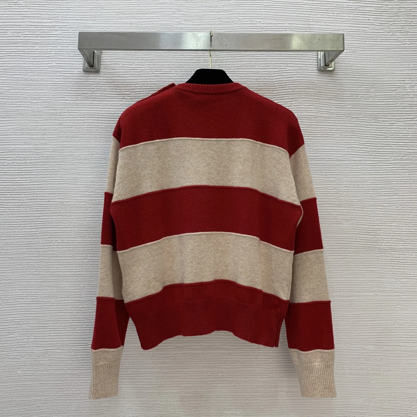 

2025 Autumn New Style Women's Striped Short-Sleeved Pullover Knitted Sweater