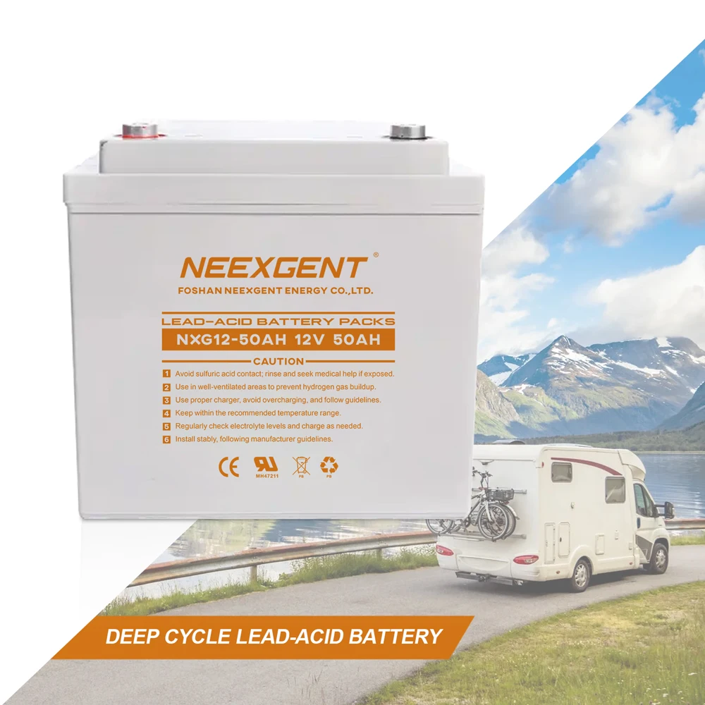 12V 50Ah NGX-12 Lead Acid Gel Deep Cycle Battery Pack for Golf Carts Electric Vehicles Forklifts Carts Long Battery Life