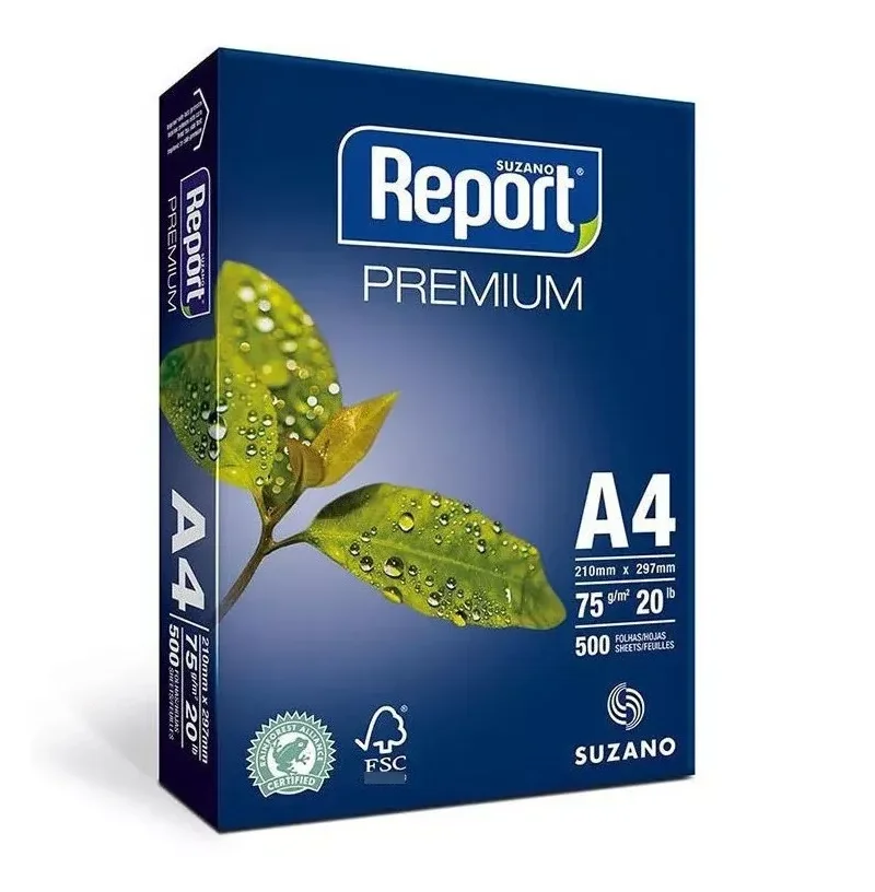 Papel Sulfite A4 75g Resma 500 Folhas Premium Report Suzano