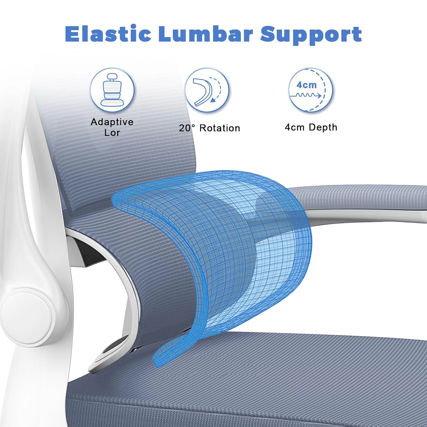 كرسي مكتب مريح مع دعم قطني، وكراسي كمبيوتر مكتبية منزلية ومسند رأس قابل للتعديل ومساند للذراعين قابلة للطي