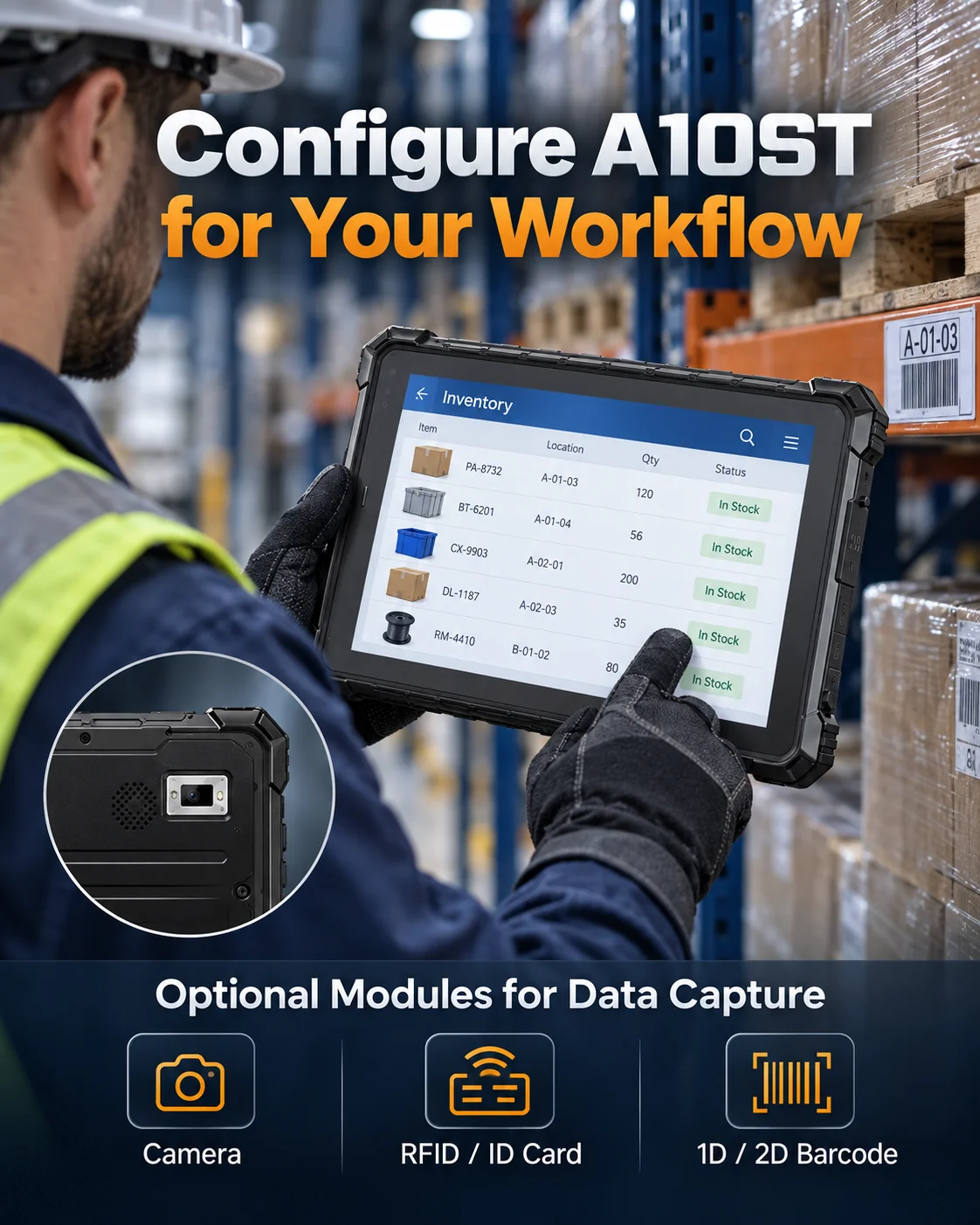 CENAVA A10ST 4G Rugged Android Tablet 10.1 Inch Waterproof IP68 10000mAh Battery NFC Rugged Industrial 16 Tablet RJ45 RS232