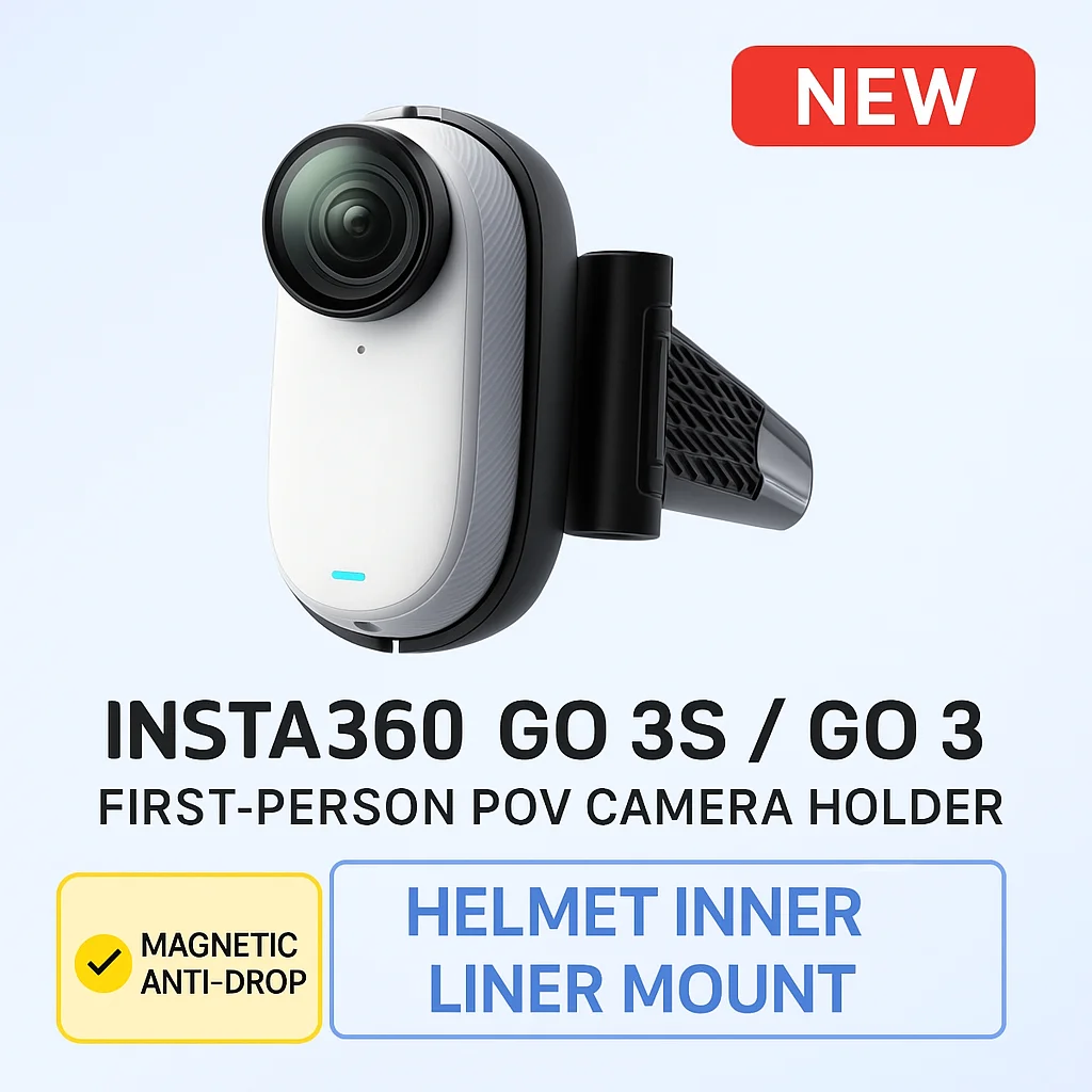 Insta360 GO 3S / GO 3 Helmet Inner Liner Mount | First-Person POV Camera Holder |Magnetic Anti-Drop Bracket for Motorcycle Rides