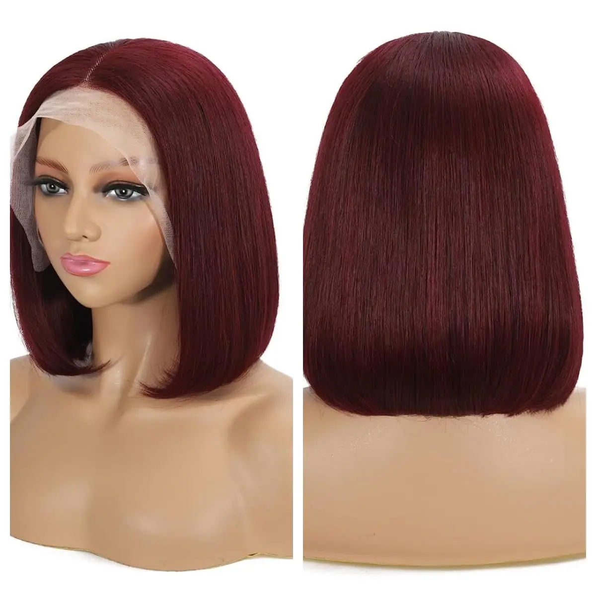 99J Burgundy Lace Front Wigs Human Hair 13x4 Lace Bob Wig Human Hair Frontal Wig Pre Plucked 150% Density 10-16inch