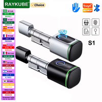 RAYKUBE S1 Tuya BLE TT Lock Smart Electronic Door Lock with DIY Cylinder Core Fingerprint APP Keys IC Card Unlock for Home Hotel
