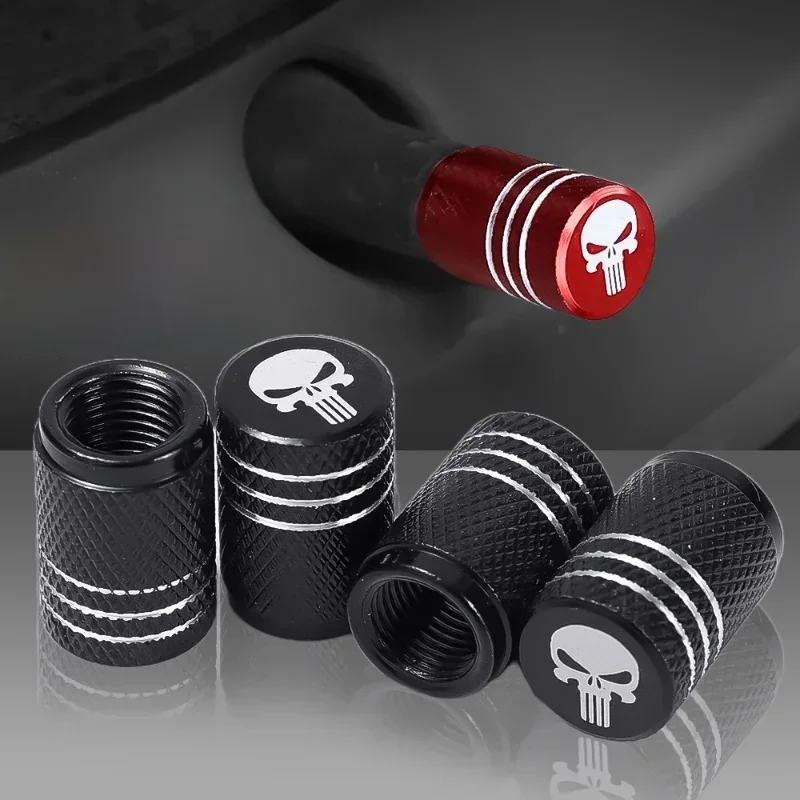 AliExpress NONE 4pcs Skull Pattern Tire Valve Caps Decor Car Motorcycle Bike Aluminum Alloy Dustproof Cover Wheel Tyre Stem Valve Cap