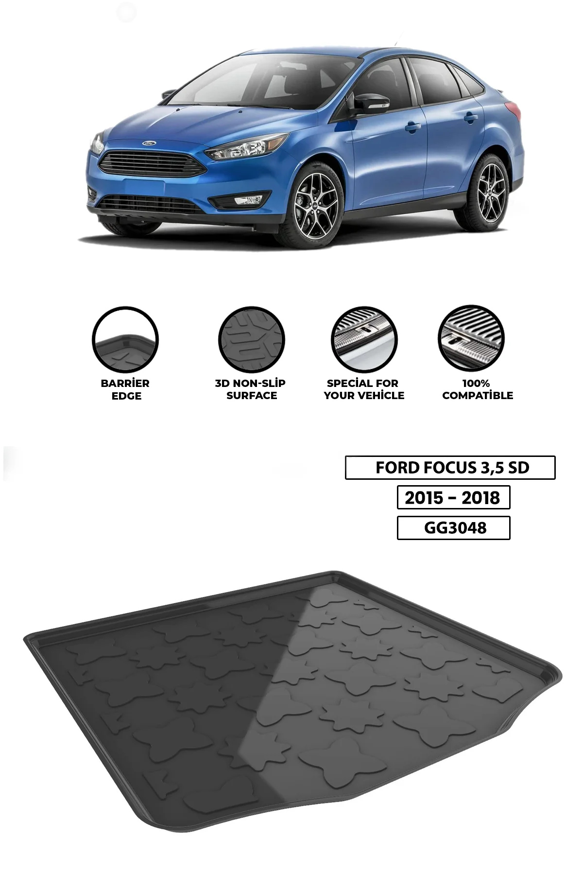 

Рассеиватель для багажного отделения FORD FOCUS-3,5-SD-2015-2018, удлинитель для заднего бампера