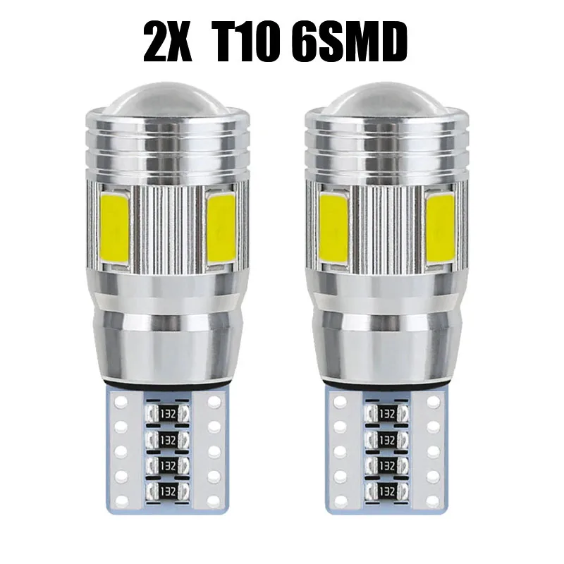 

2Pcs Turn Signal Bulb Canbus Auto Interior Dome Reversing Reading Light T10 W5W 5630 6smd Wedge Side Parking Reverse Brake Lamp