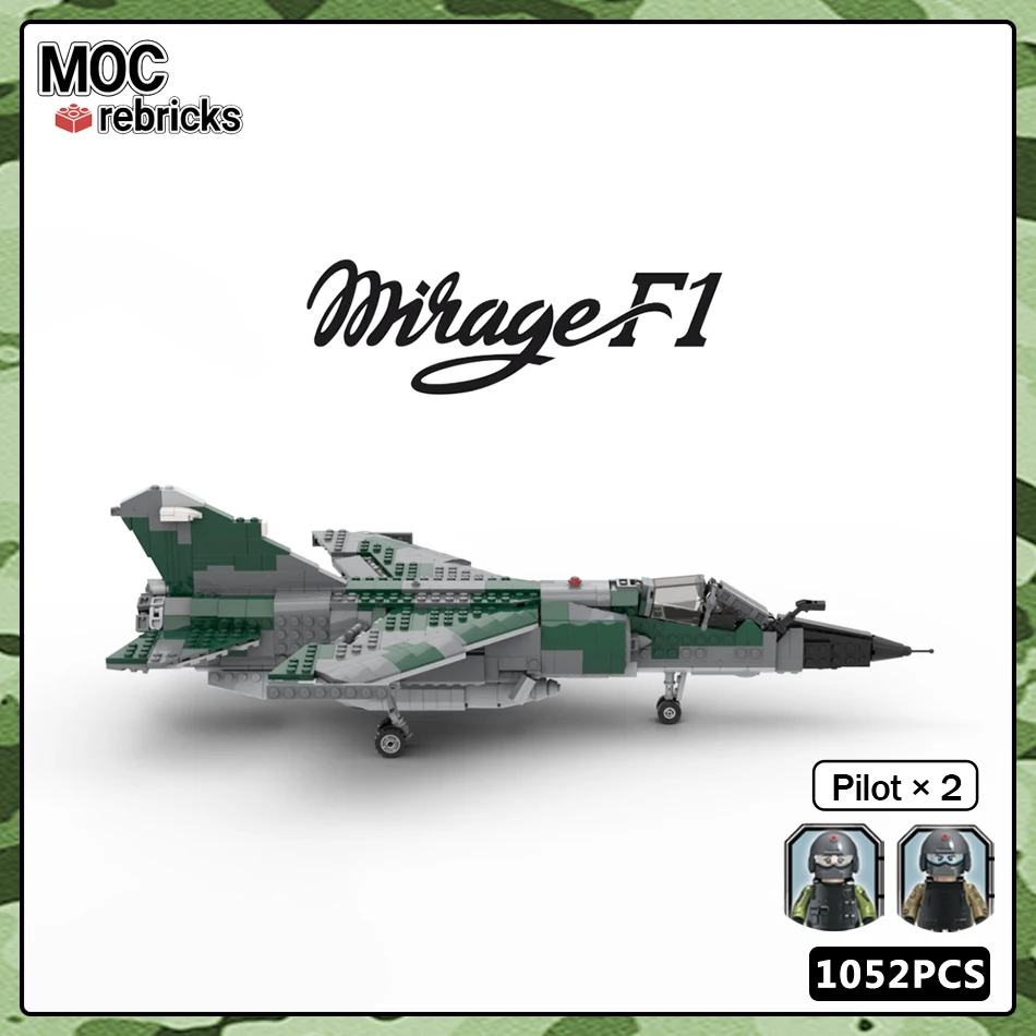 

MOC Military War Series French Air Force Mirage F1 Fighter Building Block WW2 Soldiers Weapons Model Kid Bricks Toys Gifts