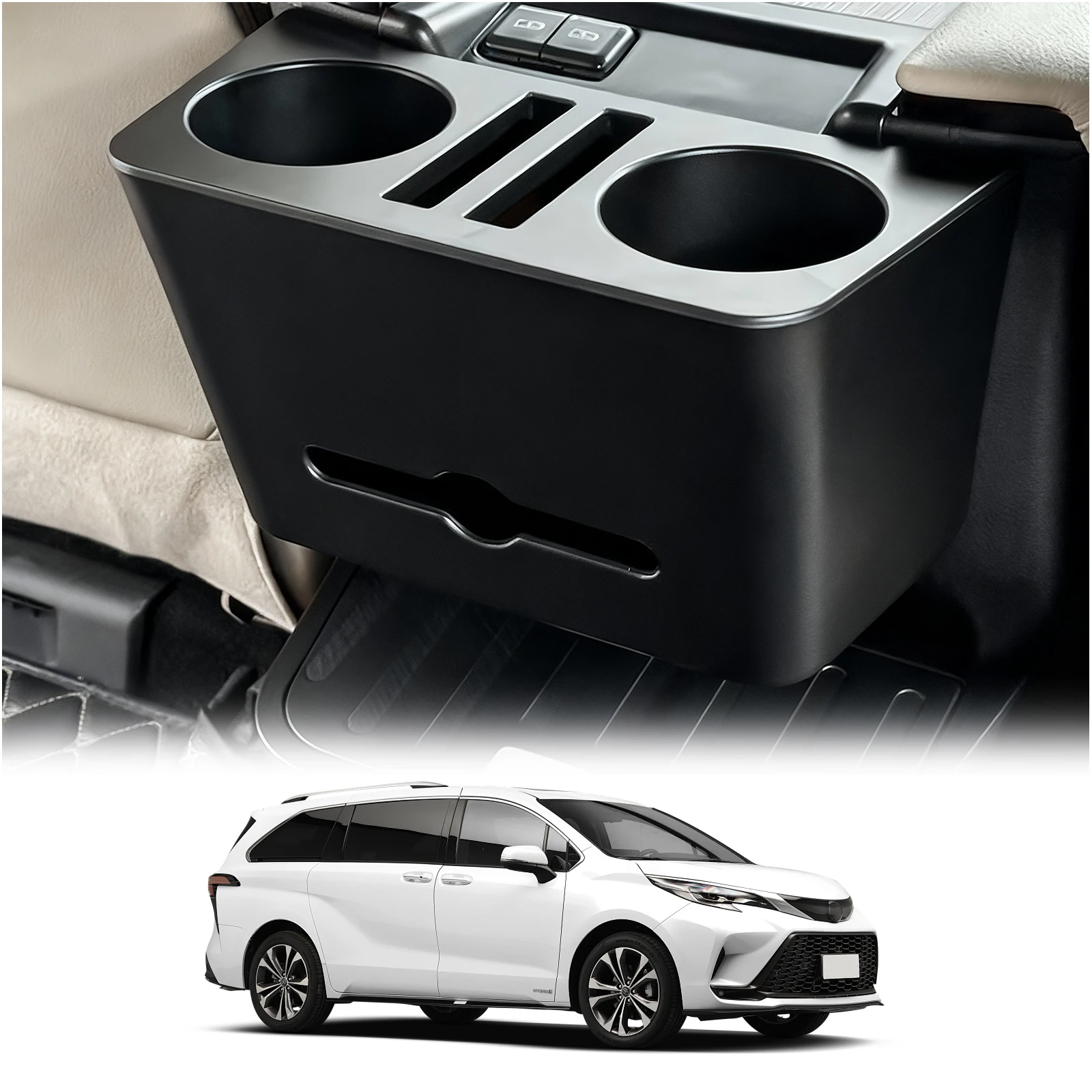 

For Toyota Sienna 2021-2025 Car Central Control Armrest Cup Holder Tissue Box Storage Box Organizer Case Interior Accessories