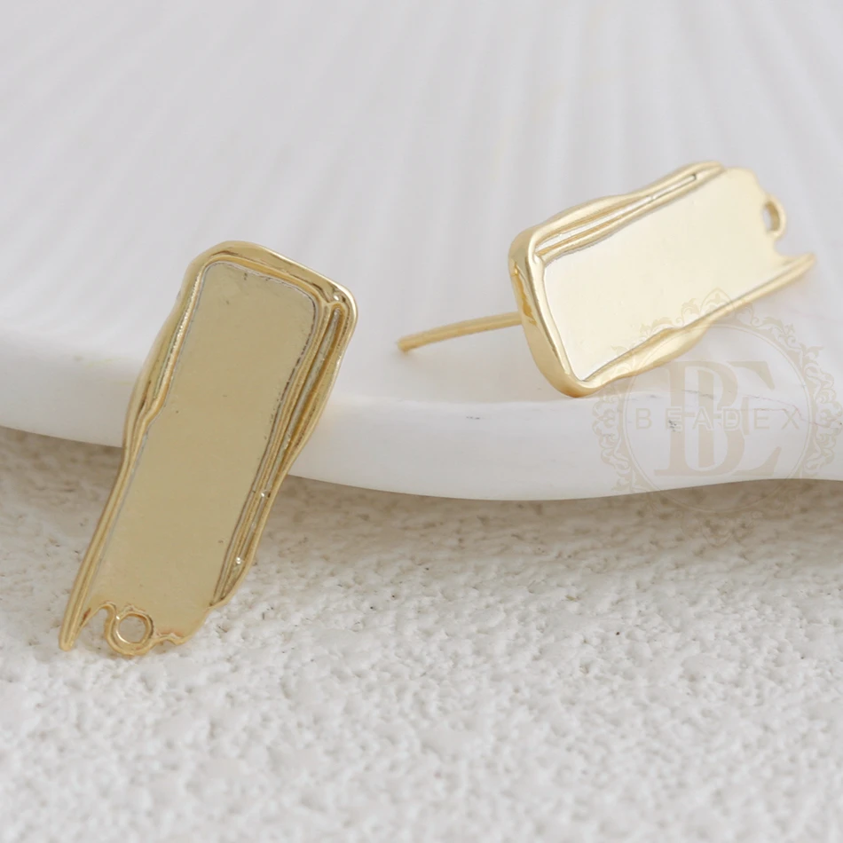 DIY Supply - قطعتان من عمود القرط النحاسي الصلب مع دبوس من الفضة الإسترليني - غير منتظم 23.2 × 9.3 ملم (4923C-1)