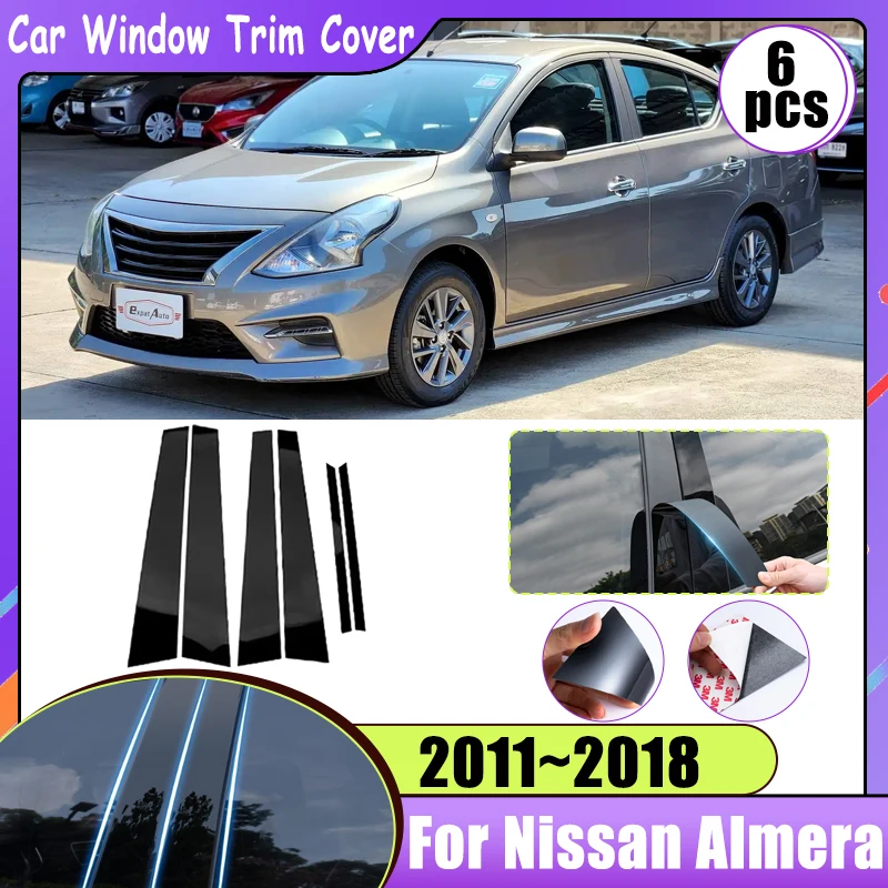 

Car Door Window Pillar Post Trim Molding Cover for Nissan Almera N17 2011~2018 Sunny Versa B C Middle Column Sticker Accessories
