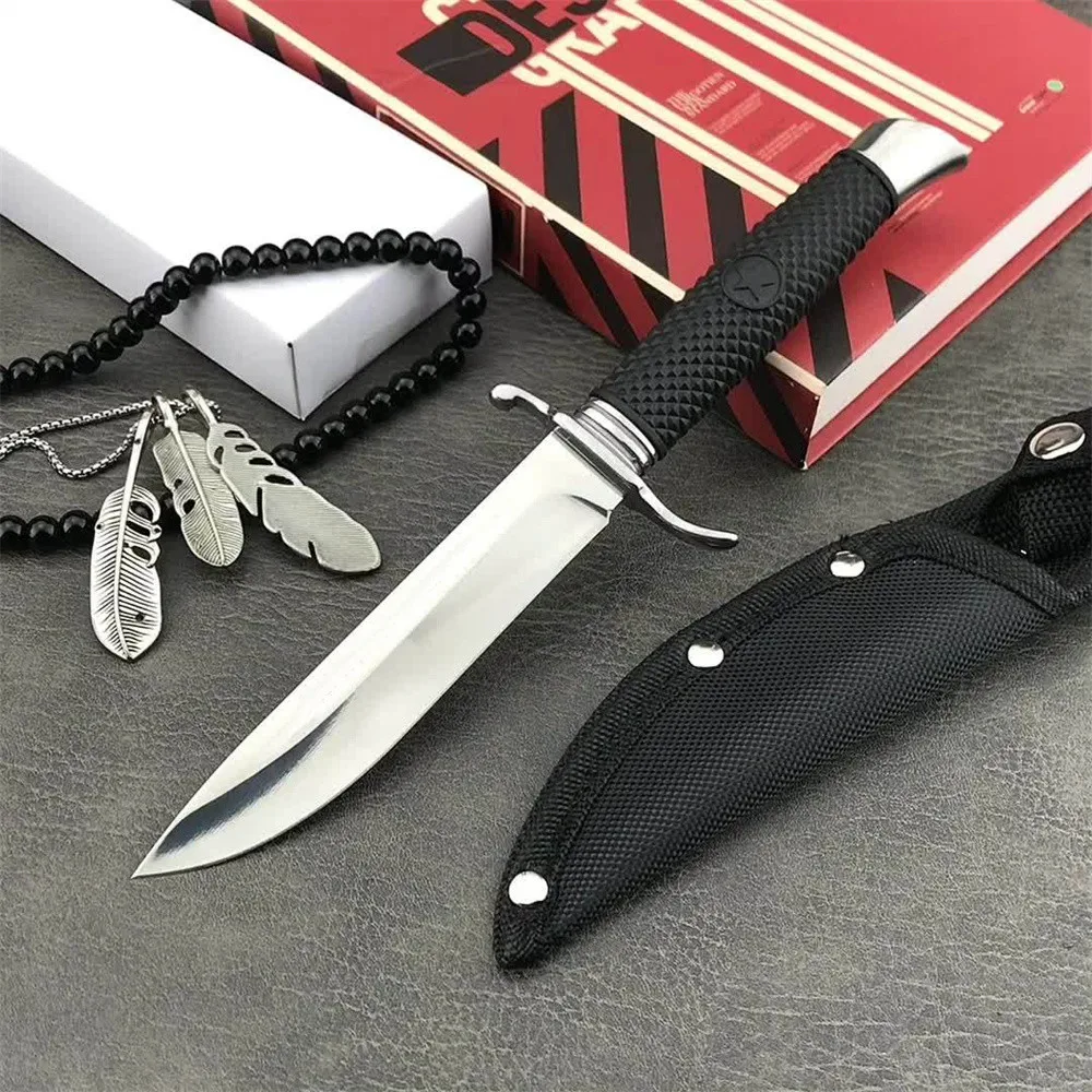 Military NKVD FINKA Fixed Blade Knife 440C Mirror Finished Blade Wilderness Survival Combat Hunting Tactical Knife With Sheath