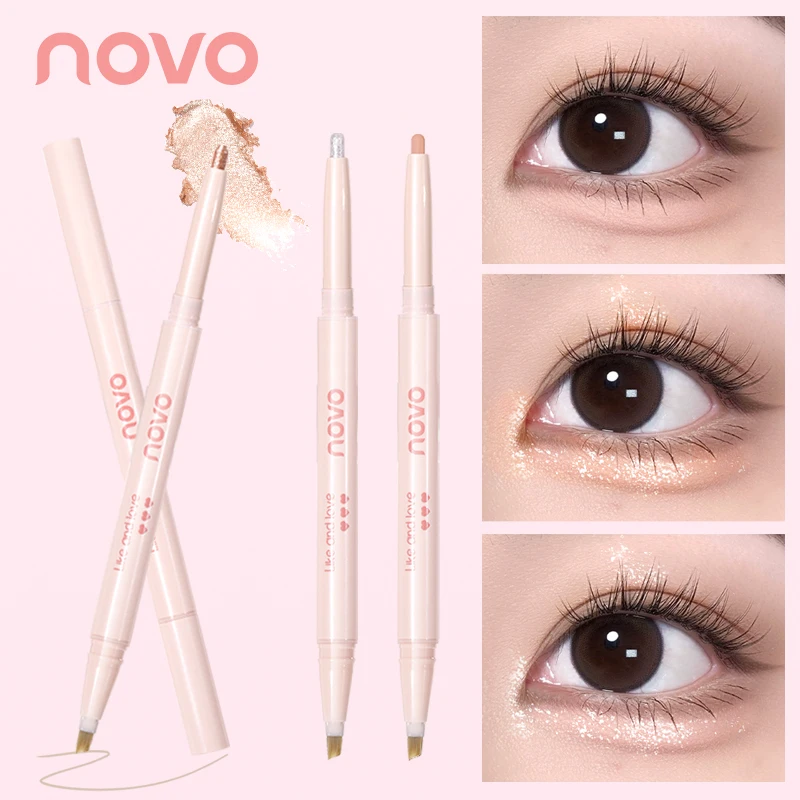 قلم ظلال عيون 2 في 1 وعصا تمييز تحت العين، قلم تفتيح العين غير لامع ولمعان، قلم دودة القز، يدوم طويلاً، غير لزج #1