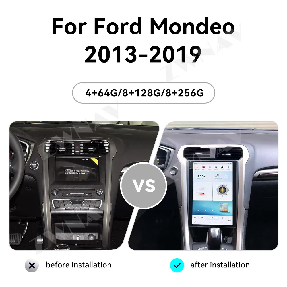 Android 13 Car Radio 12.3” Screen For Ford Mondeo 2013-2019 Navigation Device Wireless GPS Player Stereo Multimedia Player