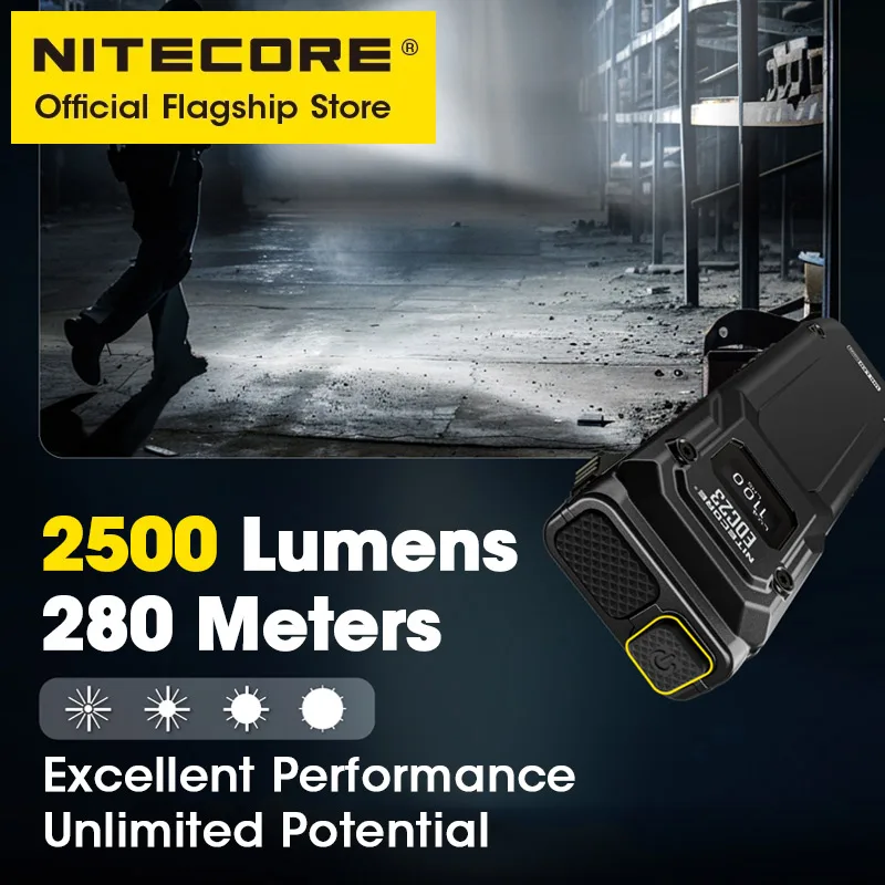 NITECORE EDC23 Ultra Slim EDC Flashight 2500 Lumens USB-C Rechargeable Pocket Small Tactical Troch Light Built-in Li-ion Battery