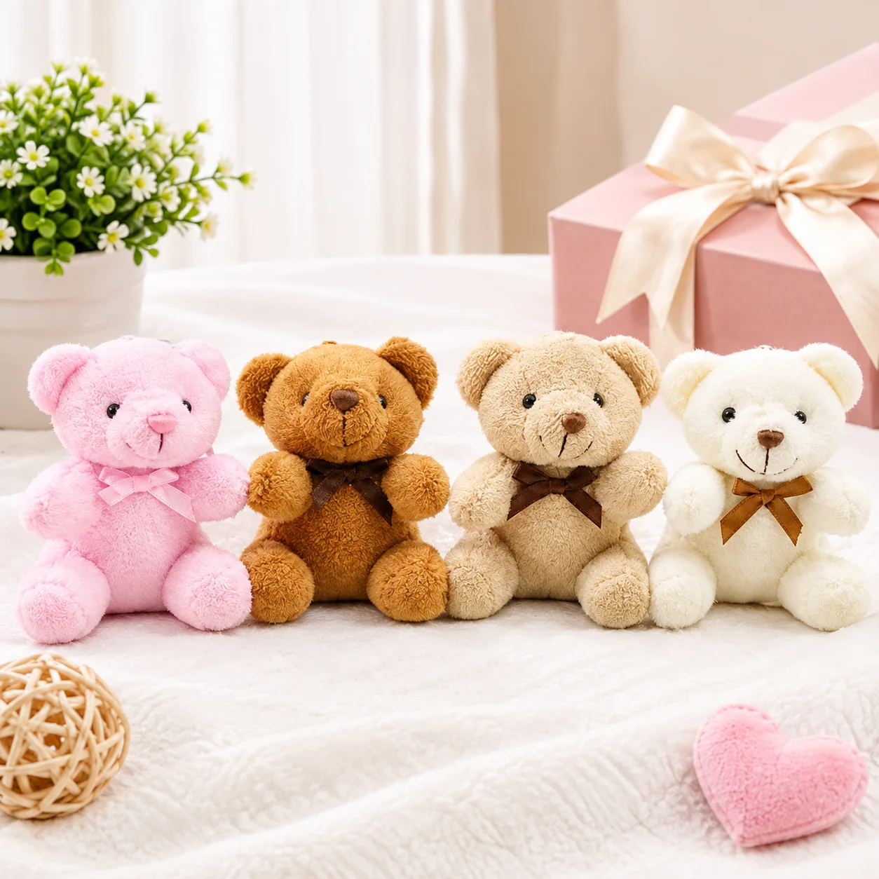Urso de Pelúcia Xadrez Animado Chaveiro Fofo Brinquedo Presente de Natal Macio e Confortável