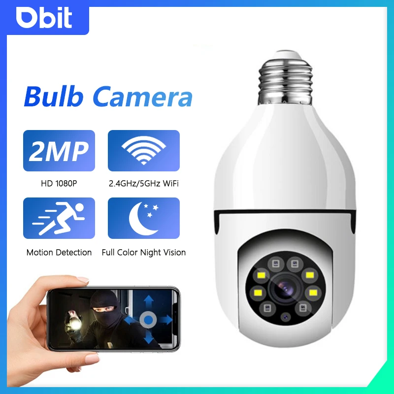 DBIT WiFi Bulb 1080P PTZ 4X Digital Zoom Camera 2.4G/5G Dual-band for Home Monitoring Wireless Security Surveillance Sytem