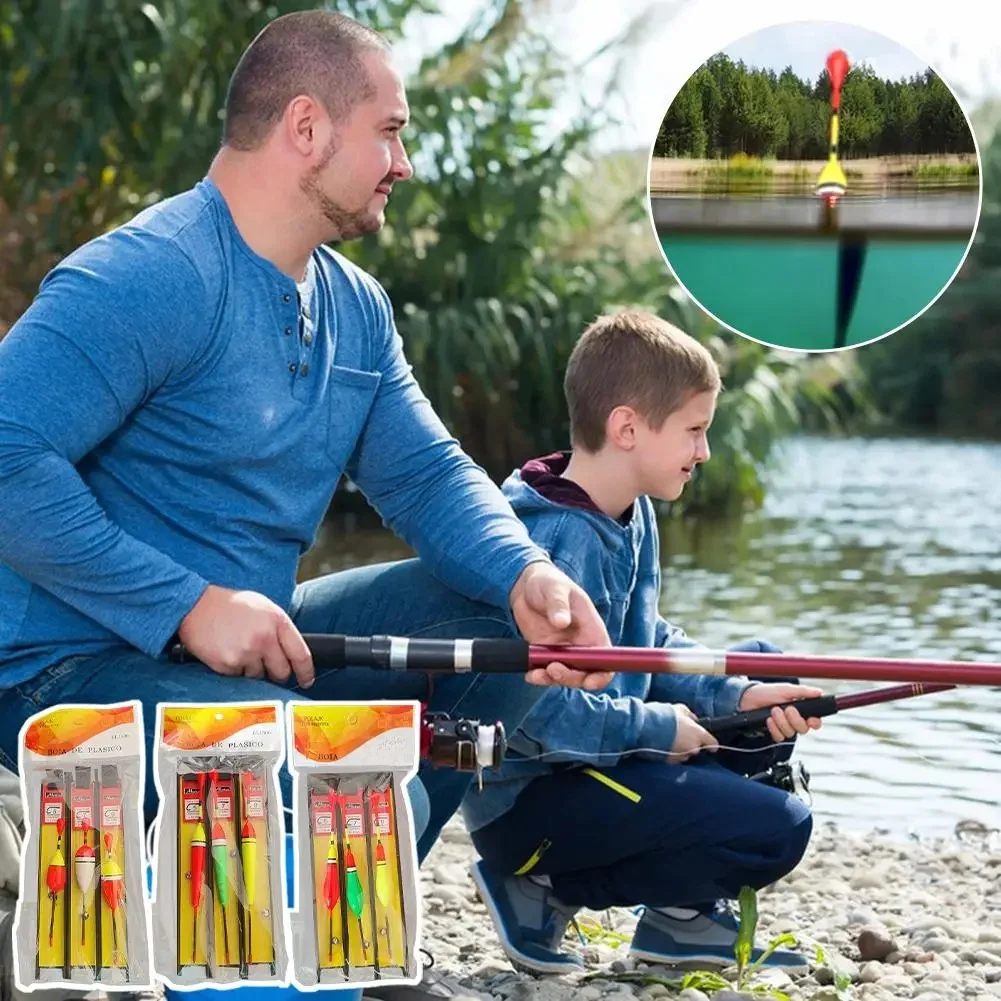 Ensemble de 3 flotteurs de pêche en plastique, plombs pour divers environnements de pêche, espèces de cible, réinitialiser les appâts naturels, Suppl de pêche D5G4