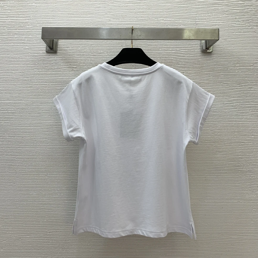 

Высококачественная весенне-летняя женская свободная и модная футболка с короткими рукавами и принтом, топ со сложенными краями HL023