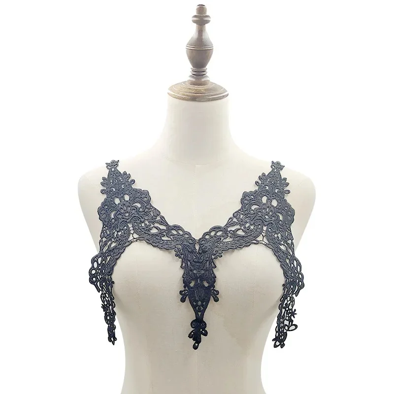 Décoration de robe en Polyester, 2 pièces, 26x31cm, Motif Floral, pour dame, jupe en dentelle, col