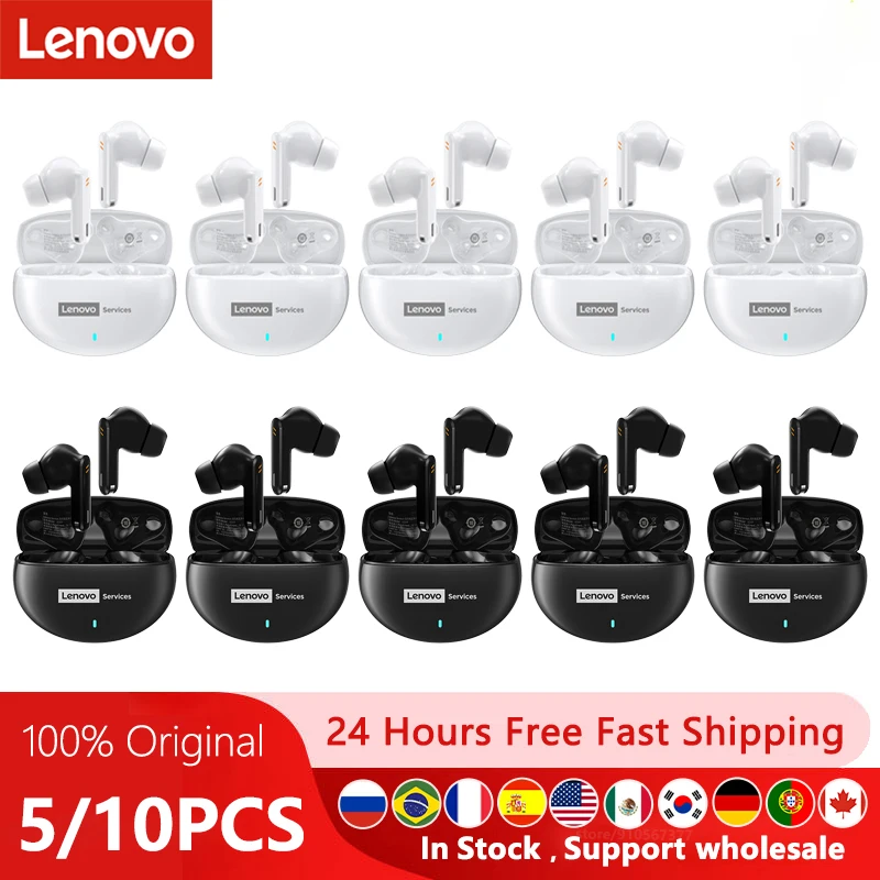 Auriculares Lenovo LE253 TWS inalámbricos con Bluetooth 6,0, auriculares con reducción de ruido ANC, sonido HiFi, auriculares deportivos para videojuegos, 5/10 Uds.