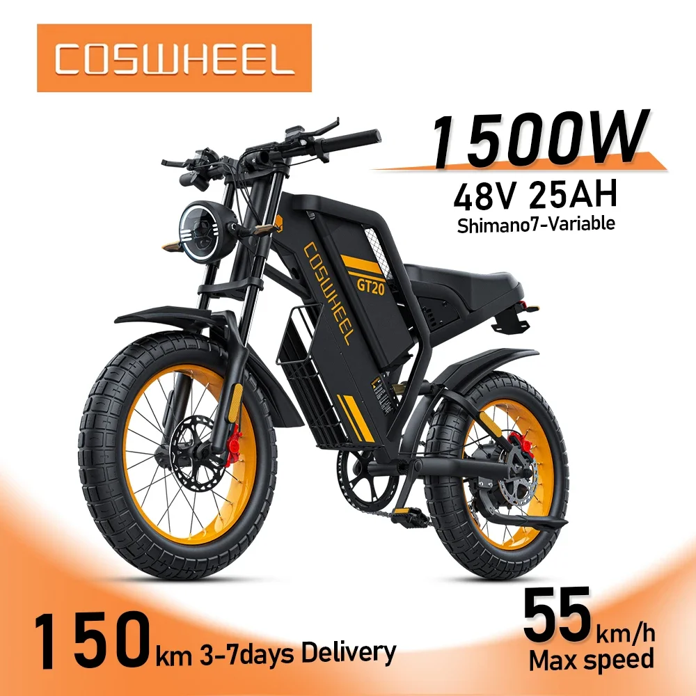 

Electric Motorcycle Adult Ebike 2000W Mountain Bikes 20Inch Fat Tire 48V 25ah Electric bike Fatbike Road Motorcycles Drit bike