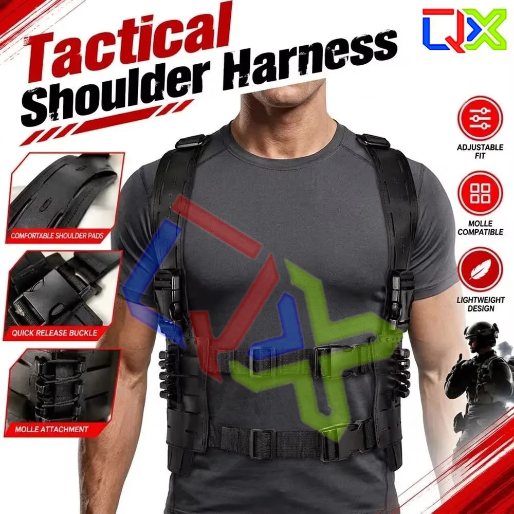 QX Tactical Shoulder Harness Adjustable Vest Strap Quick Release Cosplay Gear Accessory Outdoor Sports Training Apparel
