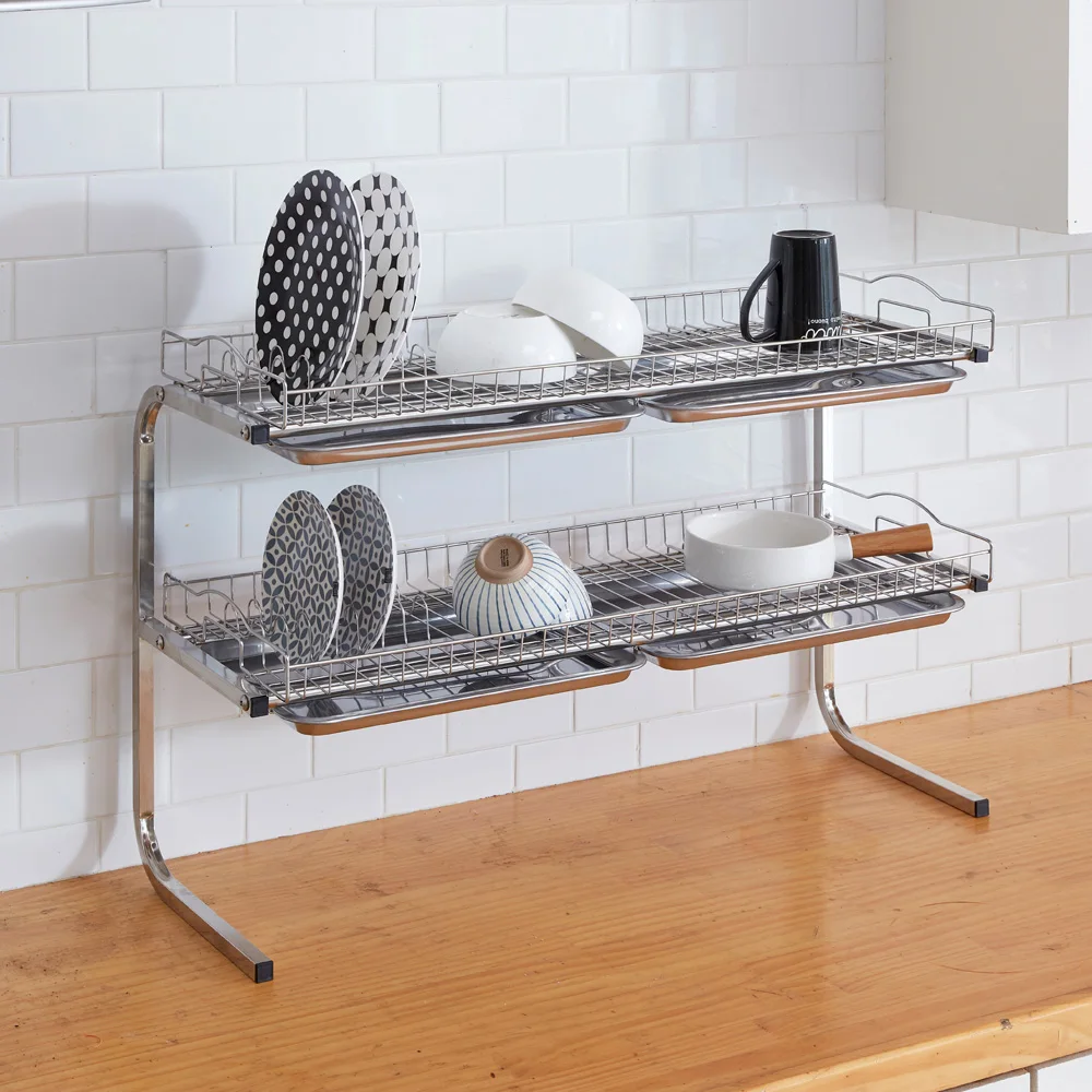 2-layer Ding Stand-style Stainless 800-size Kitchen Rack-dish Seat Seat-away Storage Storage Seat