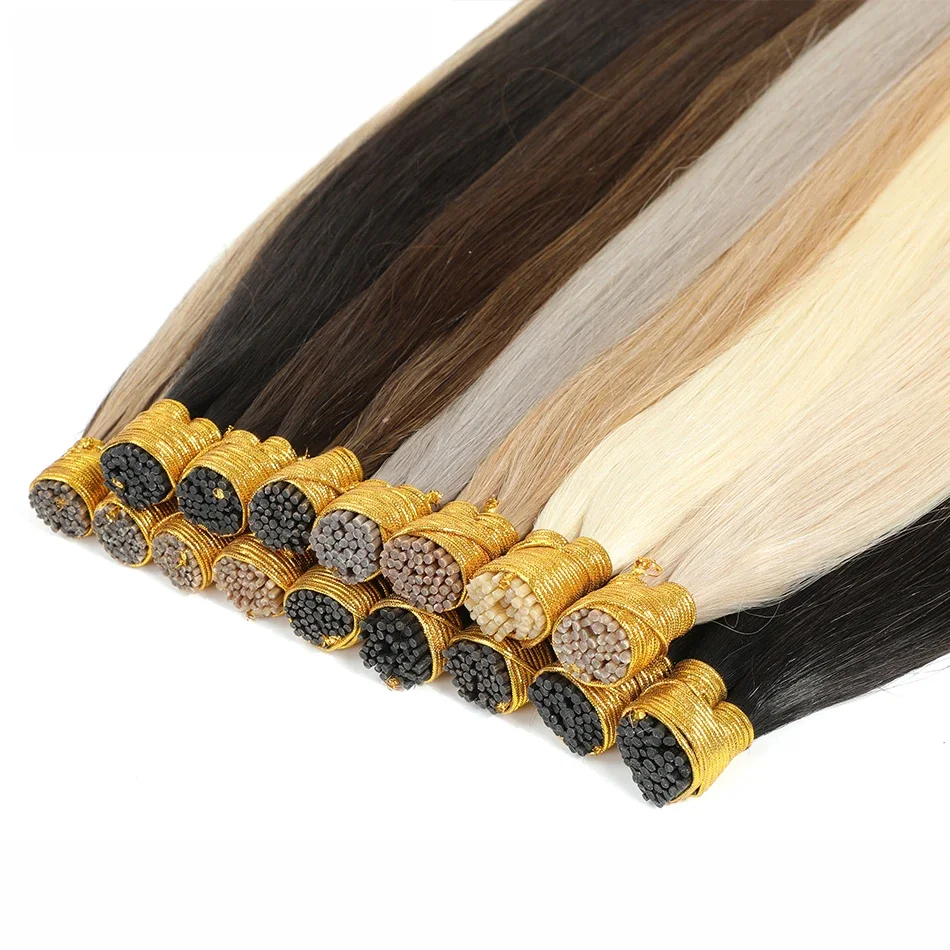 PLADIO Gerade I-Tip-Haarverlängerungen, natürliche Echthaarverlängerungen, Keratin-Kapsel, originelles Echthaar, 30,5–66 cm, 50 Stück, 100 Stück