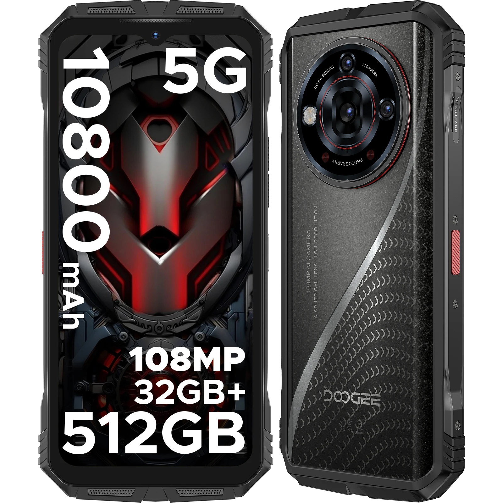 الإصدار العالمي DOOGEE S118 Pro 5G أبعاد الهاتف الوعرة 7050 10800mAh بطارية 6.6 ''FHD 120 هرتز 8GB RAM 512GB ROM هاتف محمول NFC
