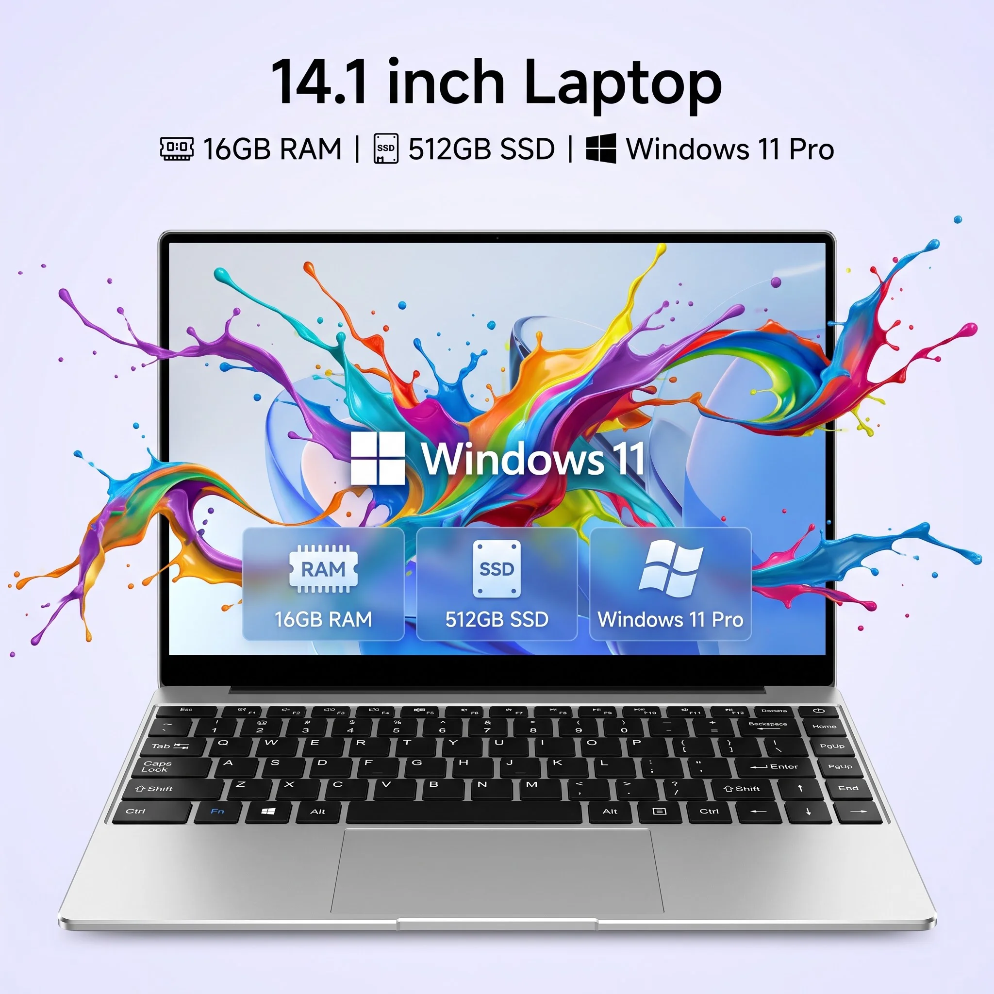 Nuovo Laptop Ultra Sottile 14.1" 16Gb Ram 512Gb Ssd Intel 4405U PC da Gaming Display 1920*1080 Computer per Ufficio e Studio PC Windows 11 Pro