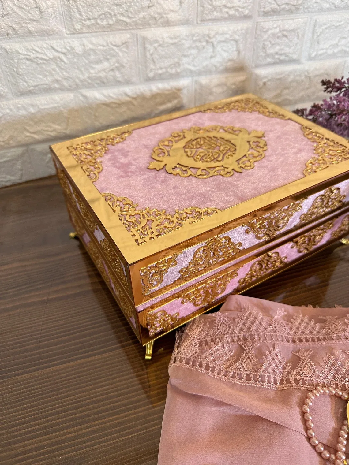 Personalized Velvet Quran + Luxury Box | Islamic Wedding Gift Set | Quran Favors & Prayer Gift Set | Islamic Decor