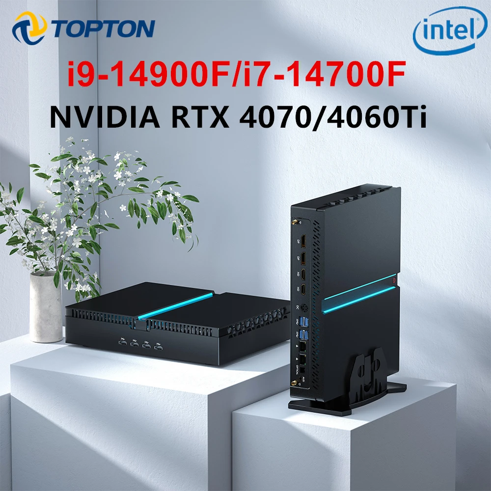 Mini computador de mesa Gaming PC, 14Th Gen Gamer PC, i9 14900F i7 14700F, NVIDIA RTX 4070, 4060Ti 12G, 2xDDR5, WiFi6, Super Deal