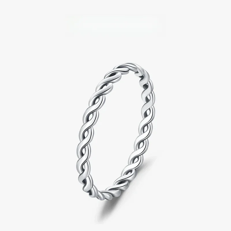 Modian Simple 925 Sterling Silver Texture Twisted Thin Stackable Small Finger Ring Dla kobiet Vintage Classic Fine Jewelry Gifts — zdjęcie 2