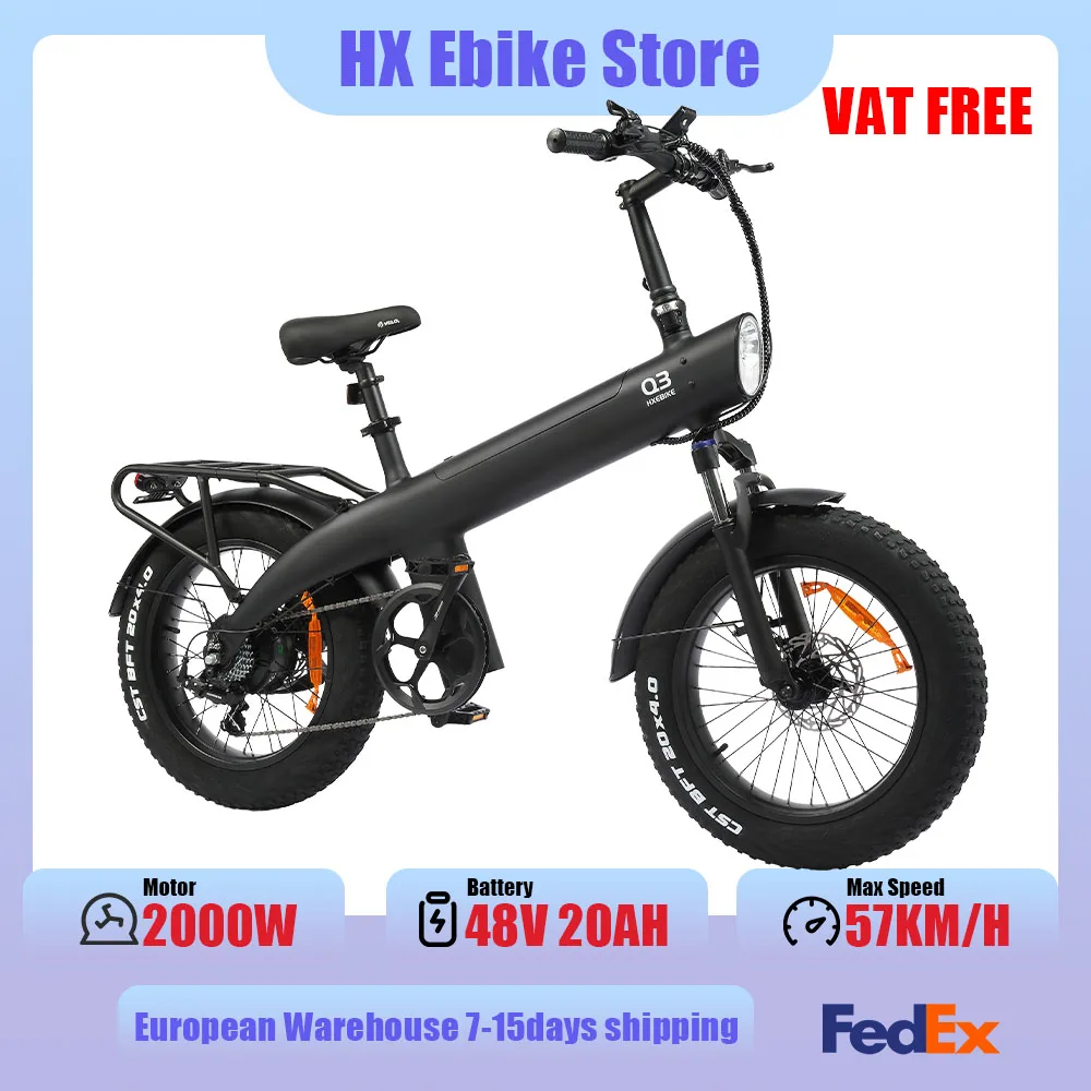 HX-Q3 2000W vélo électrique adulte 20 pouces gros pneu 115N.m Ebike 48V 20AH E vélo batterie amovible vélo électrique pliable