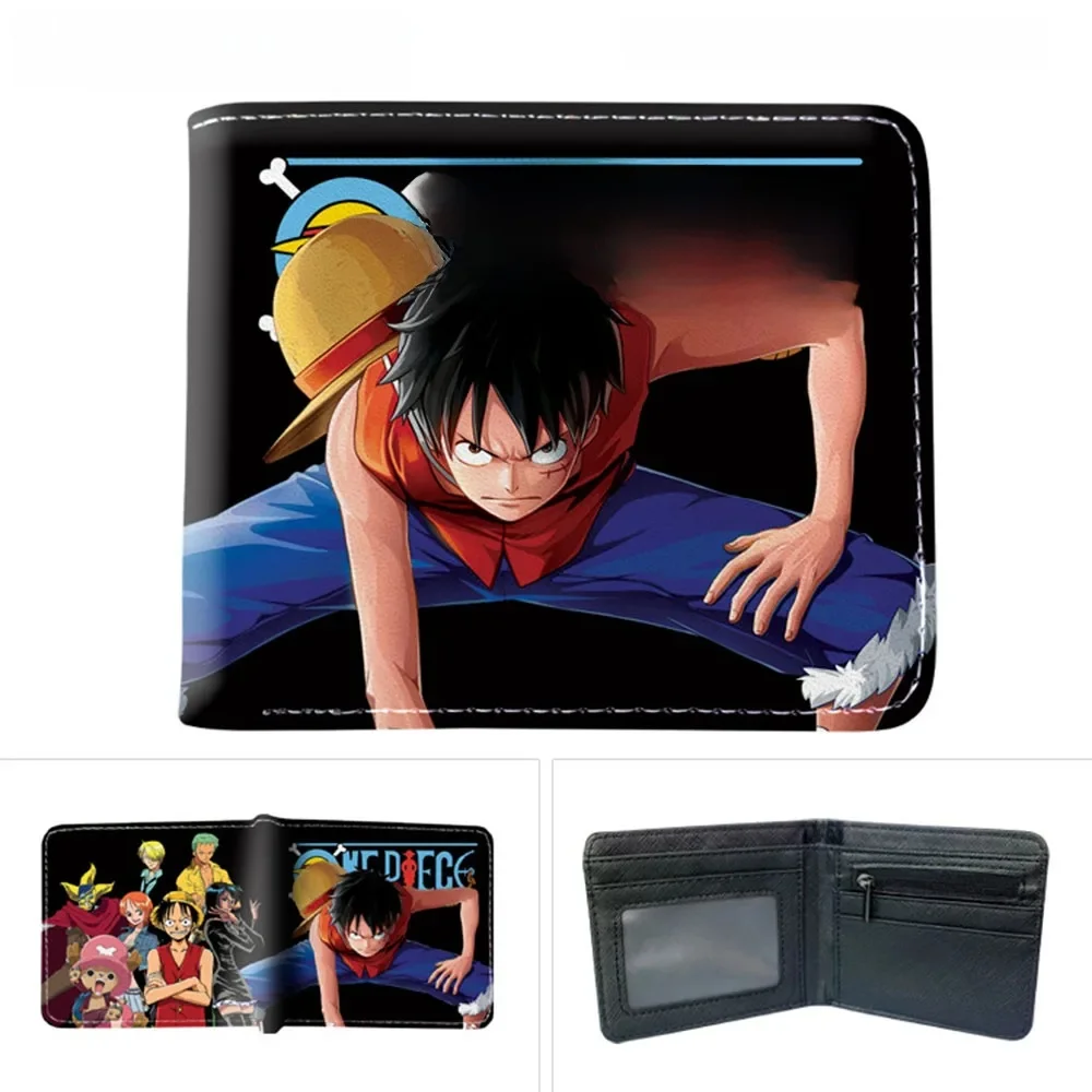 One Piece Anime Portefeuille Pliable pour Enfants, Luffy, Zoro, réinitialisation de Carte, Sac de Dessin Animé, Porte-Monnaie en PU, Cadeau d'Anniversaire, Mode