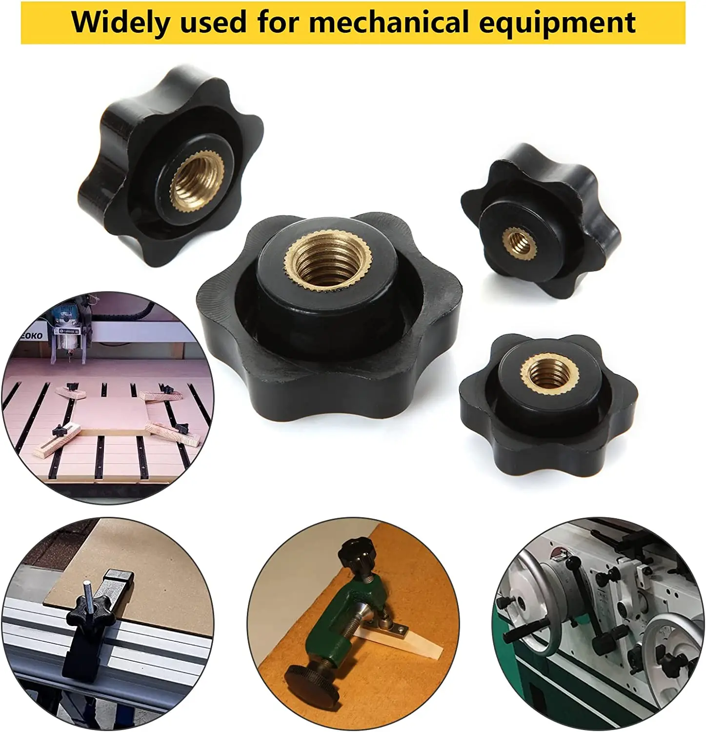 10/5 PCS M5 M6 M8 M10 Plum Hand Tighten Nuts Handle Thread Star Mechanical Black Thumb Nuts Clamping Knob Manual Nuts