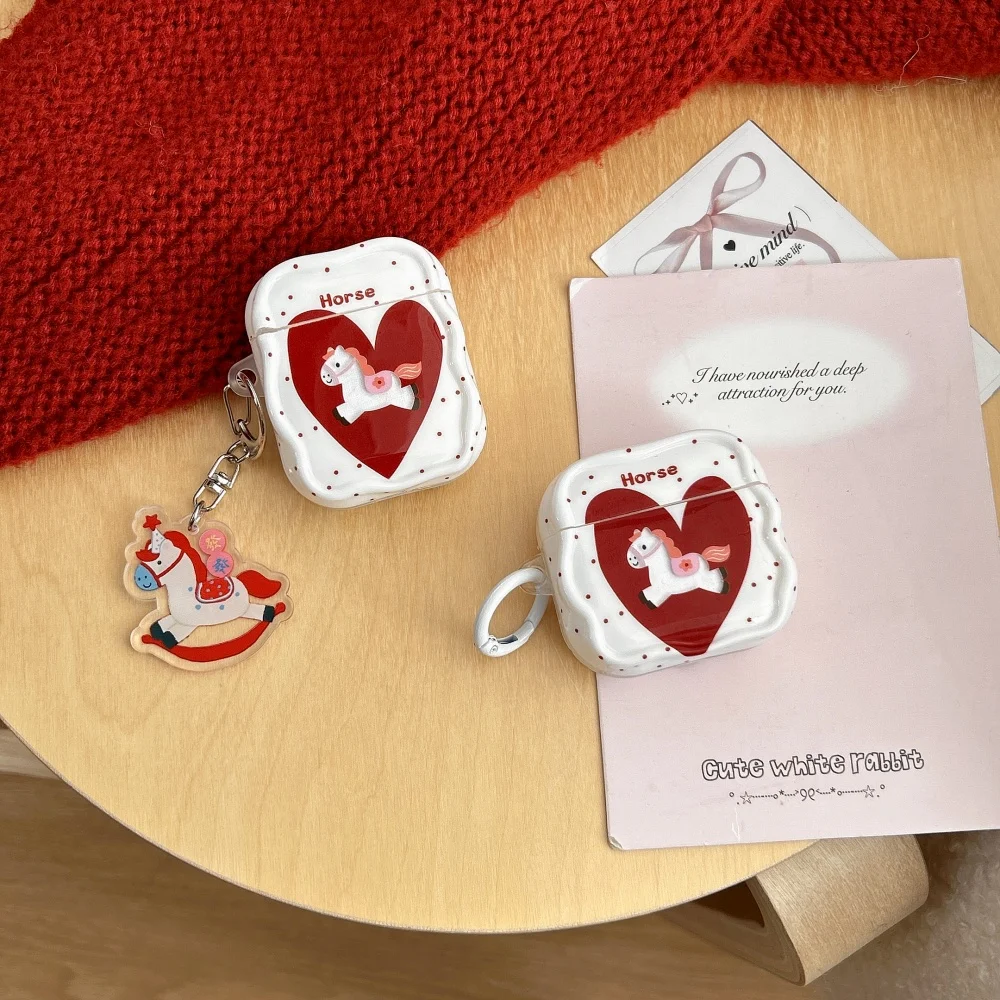 

Cute fashion love pony headphone cover for AirPods 4 3 2 Pro 2 3Korean version INS simple shockproof protective cover with charm
