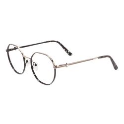 Men Women Retro Round Assorted Colors Spectacle Metal Polygonal Glasses Frame With Spring Hinge For Optical Prescription Lens