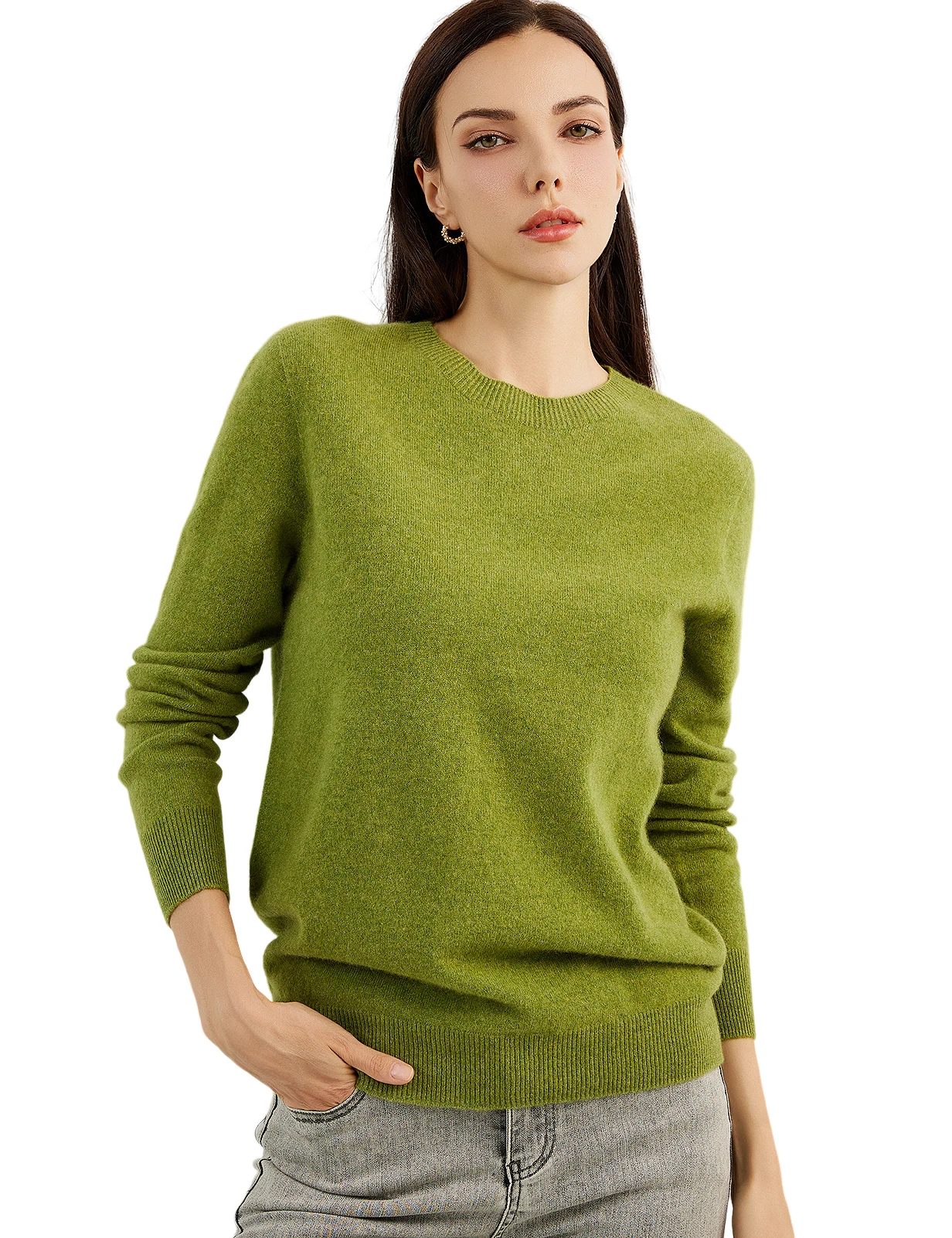 Women's 100% Pure Cashmere Sweater 2024 Fall Winter Crew Neck Long Sleeve Warm Soft Knitted Pullover New Knit Tops Women Clothes