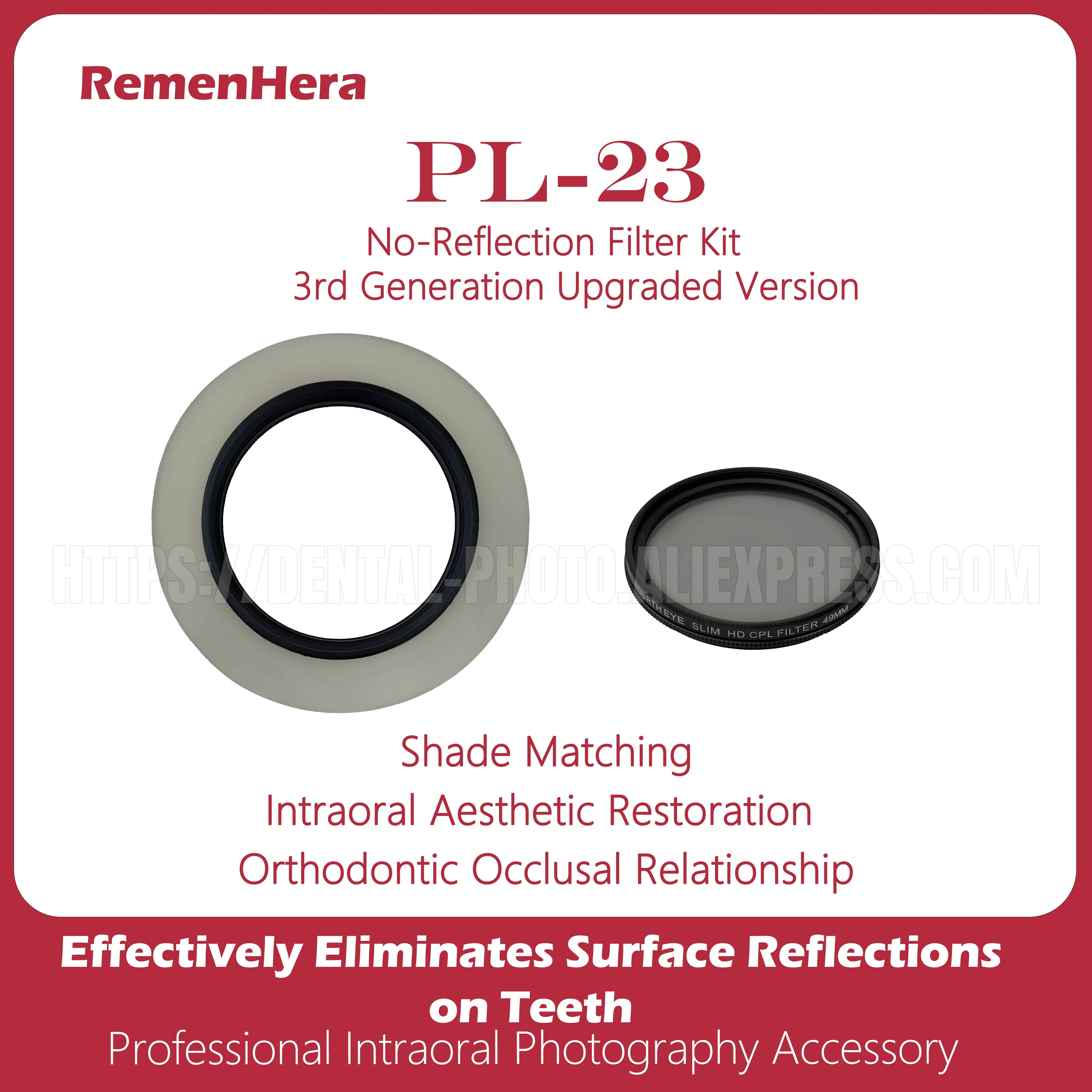 

RemenHera Dental Photography Filter Anti Glare Polarizing Screen for True Tooth Color Restoration in Intraoral Shooting