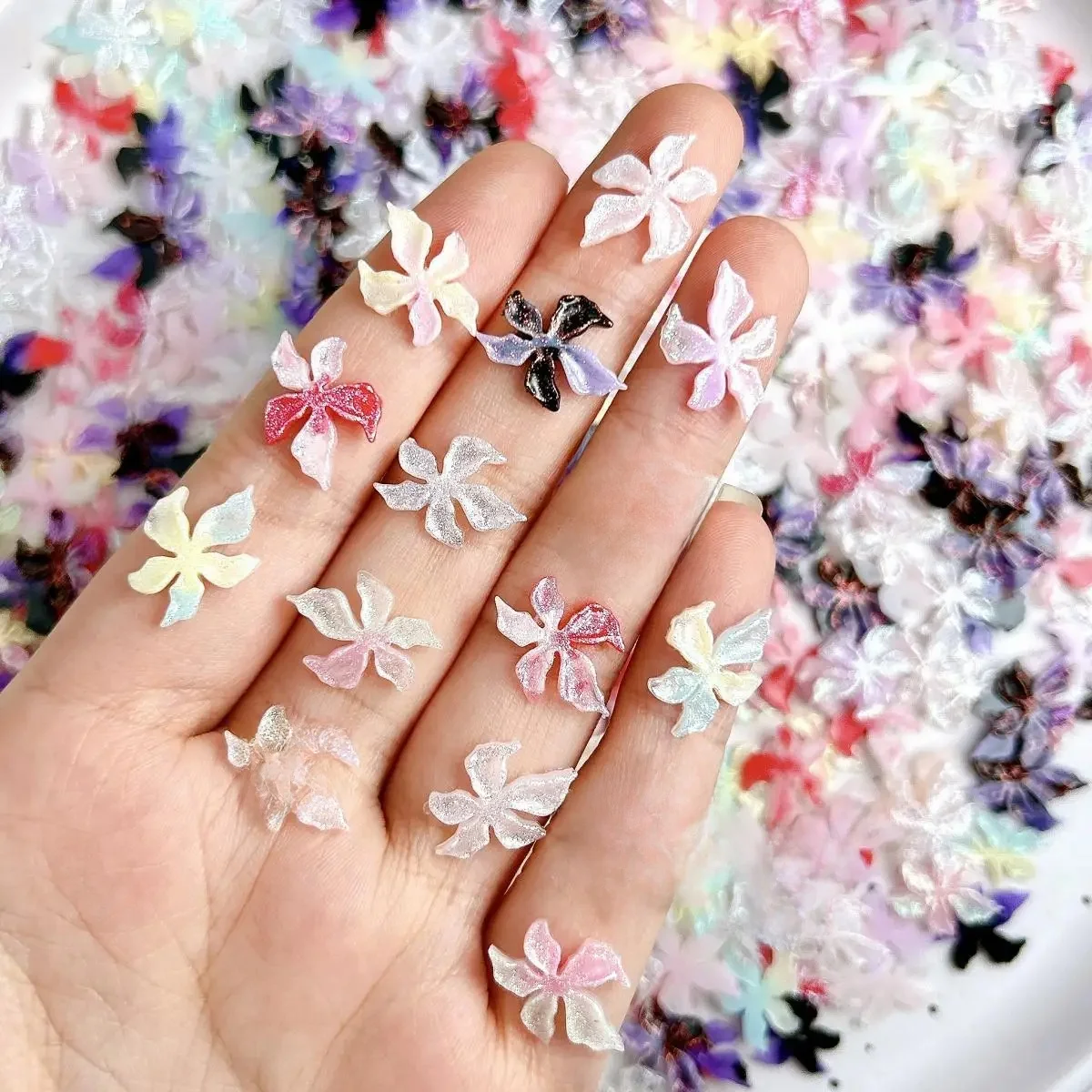 Moulin à vent de couleurs dégradées, fleurs en résine pour Nail Art, breloques irrégulières, lumineuses et brillantes, décorations pour ongles, pièces pour ongles à faire soi-même, nouvelle collection