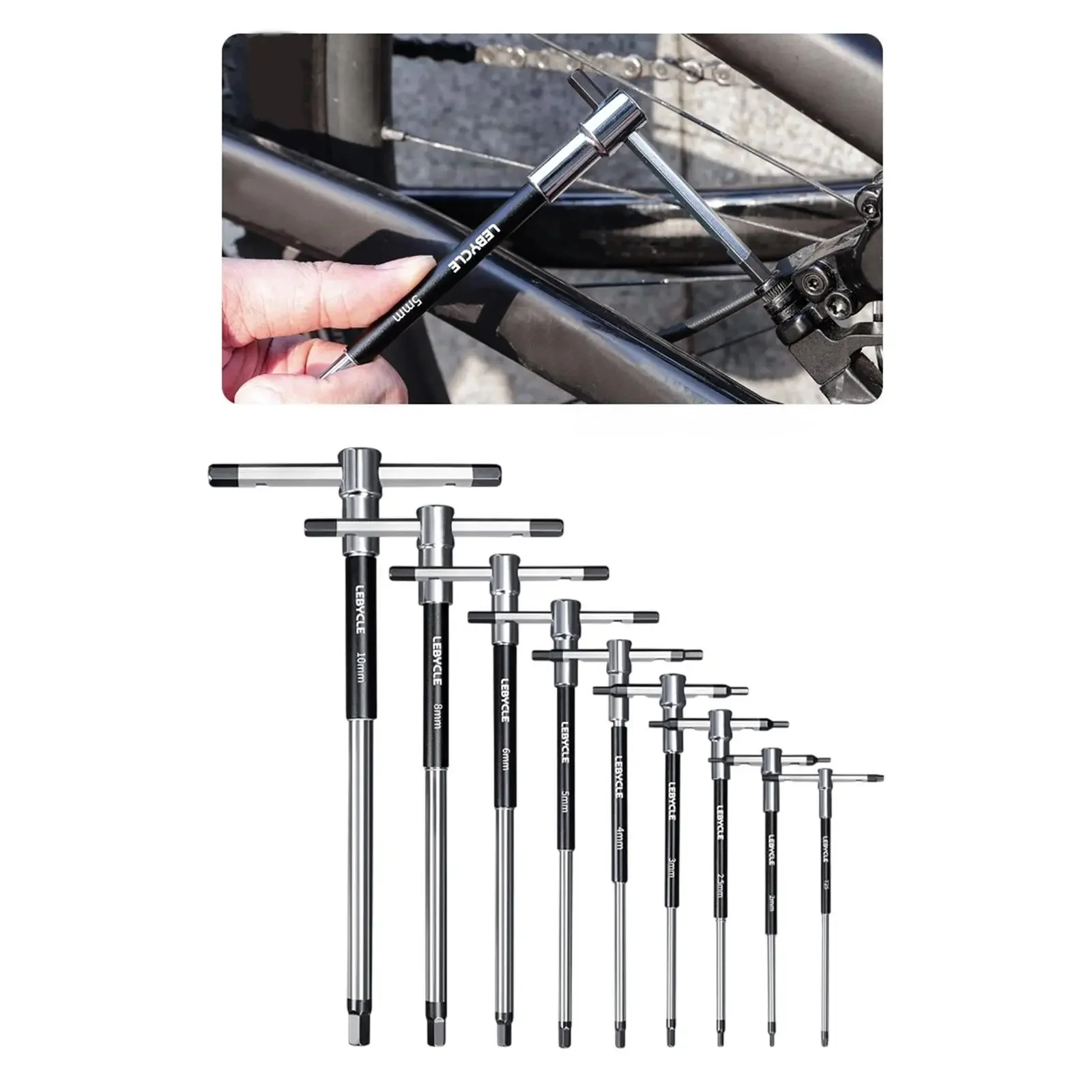 AliExpress 2-8mm+T25 w Rotating SleeveSliding T-Handle Hex Key Set, Quick Spin Auto Tools for Car/Bike Repair, Portable Allen Wrench Kit